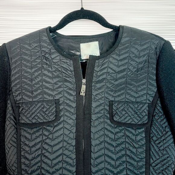 NWOT PINKO Black Short Jacket Quilted Front Full Zip size US 8 - Picture 6 of 14